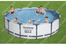 Bestway 56950 Бассейн каркасный Steel Pro MAX, 427 x 107 см, фильтр-насос, лестница, тент
